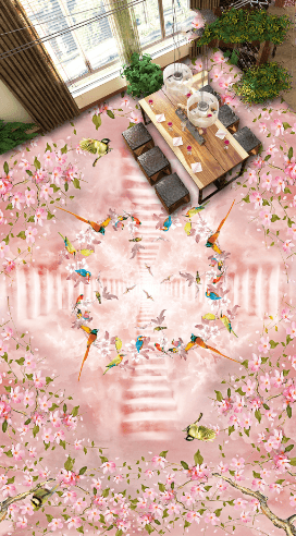 3D Birds And Flowers Floor Mural Wallpaper AJ Wallpaper 2