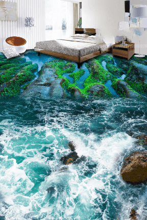 3D Mountains Stream Floor Mural Wallpaper AJ Wallpaper 2