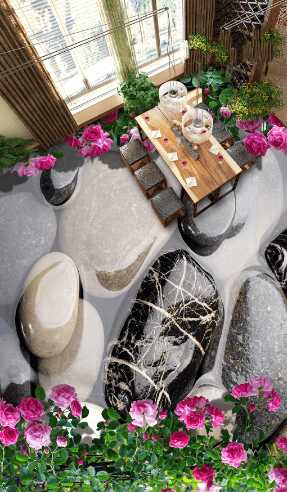 3D Stone Flower 042 Floor Mural Wallpaper AJ Wallpaper 2