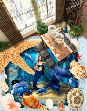 3D Mermaid Dancing Floor Mural Wallpaper AJ Wallpaper 2