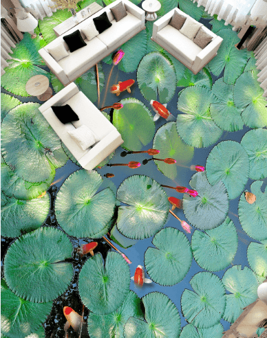 3D Lily Pads Floor Mural Wallpaper AJ Wallpaper 2