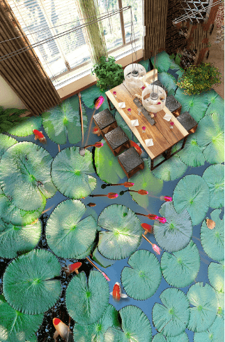 3D Lily Pads Floor Mural Wallpaper AJ Wallpaper 2