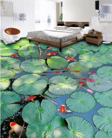 3D Lotus Leaf 035 Floor Mural Wallpaper AJ Wallpaper 2