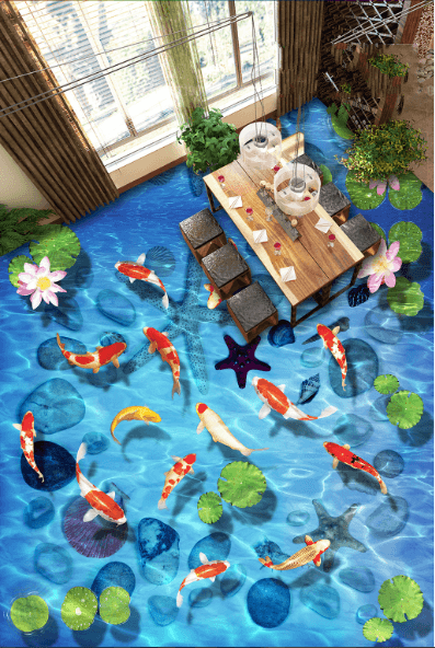 3D Clear Blue Water Floor Mural Wallpaper AJ Wallpaper 2
