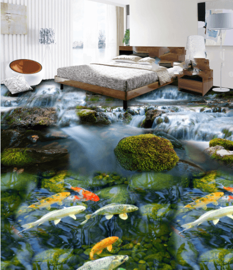 3D River Fishes Floor Mural Wallpaper AJ Wallpaper 2