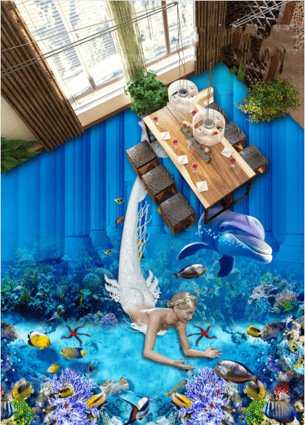 3D Deep-Sea Mermaid Floor Mural Wallpaper AJ Wallpaper 2