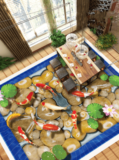 3D Romantic Pool Floor Mural Wallpaper AJ Wallpaper 2