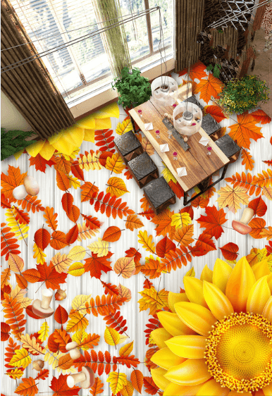 3D Blossoms And Leaves Floor Mural Wallpaper AJ Wallpaper 2