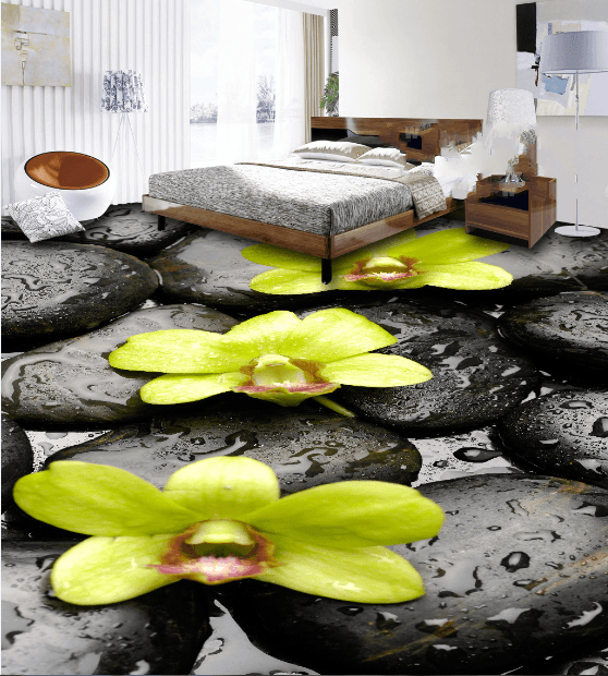 3D Three Flowers Floor Mural Wallpaper AJ Wallpaper 2