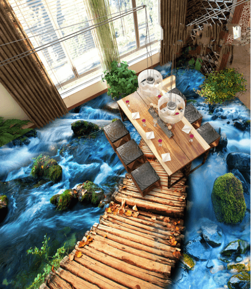 3D Wooden Bridge Floor Mural Wallpaper AJ Wallpaper 2