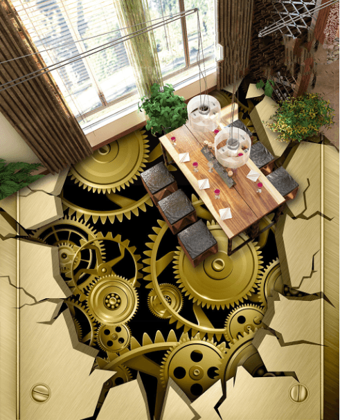 3D Gears Floor Mural Wallpaper AJ Wallpaper 2