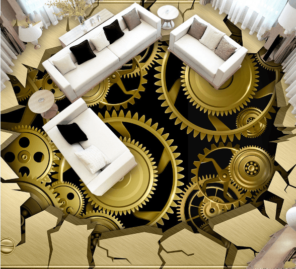 3D Gears Floor Mural Wallpaper AJ Wallpaper 2