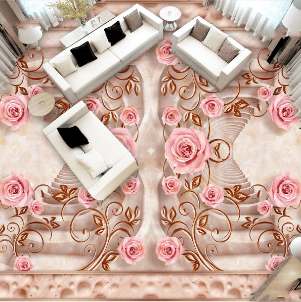 3D Flower 014 Floor Mural Wallpaper AJ Wallpaper 2