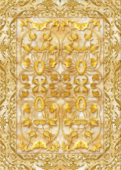3D Golden Pattern Floor Mural Wallpaper AJ Wallpaper 2