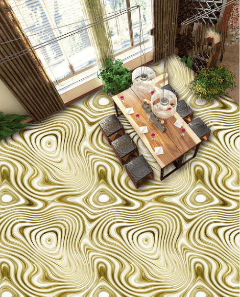 3D Wavy Stripes Floor Mural Wallpaper AJ Wallpaper 2