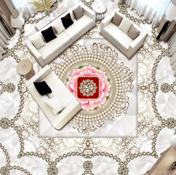 3D Diamond Flower Floor Mural Wallpaper AJ Wallpaper 2