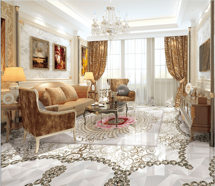 3D Diamond Flower Floor Mural Wallpaper AJ Wallpaper 2