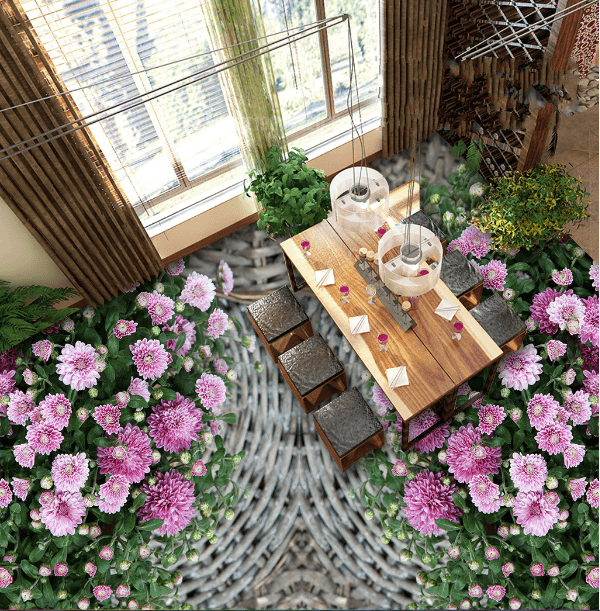 3D Purple Flowers Floor Mural Wallpaper AJ Wallpaper 2