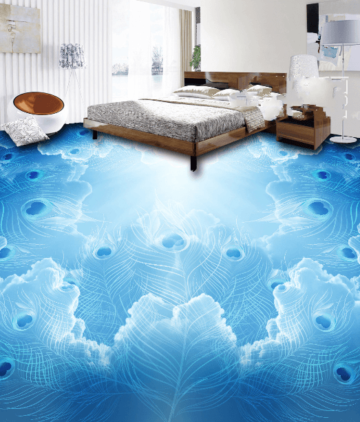 3D Peacock Feather 202 Floor Mural Wallpaper AJ Wallpaper 2