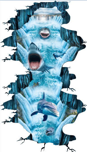 3D Jumping Fish Floor Mural Wallpaper AJ Wallpaper 2