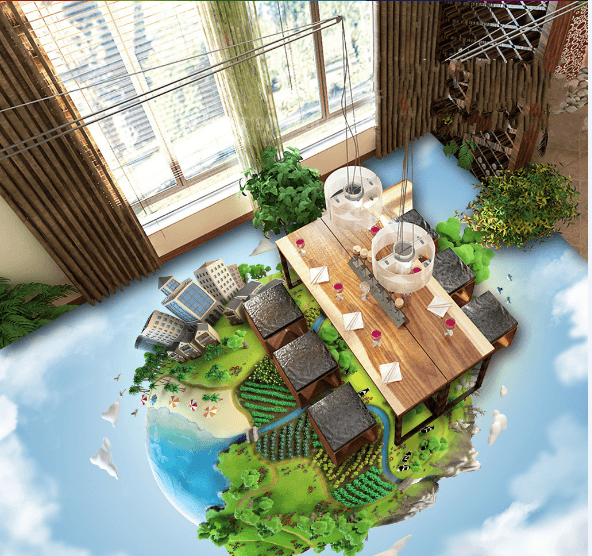 3D Cartoon Earth 192 Floor Mural Wallpaper AJ Wallpaper 2