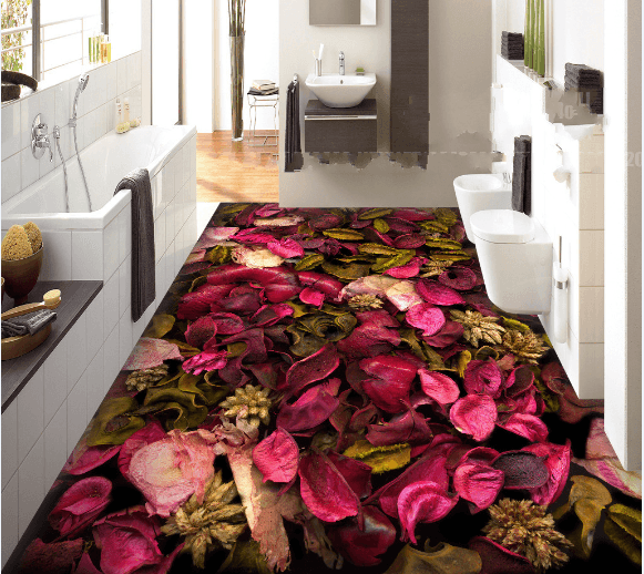 3D Colorful Leaves Floor Mural Wallpaper AJ Wallpaper 2