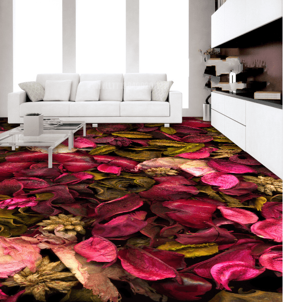 3D Colorful Leaves Floor Mural Wallpaper AJ Wallpaper 2