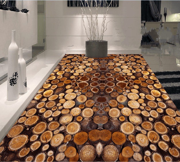 3D Wood Annual Rings Floor Mural Wallpaper AJ Wallpaper 2