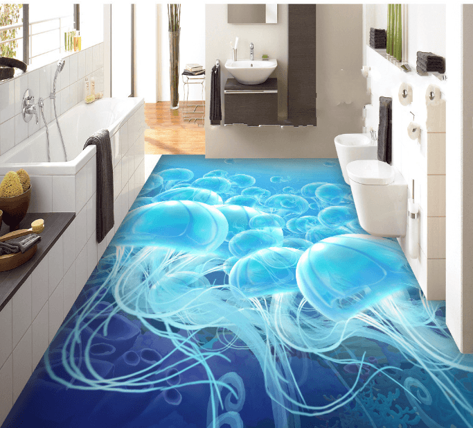 3D Jellyfish Floor Mural Wallpaper AJ Wallpaper 2