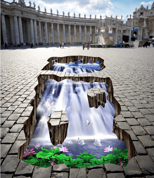 3D Lotus Falls 160 Floor Mural Wallpaper AJ Wallpaper 2