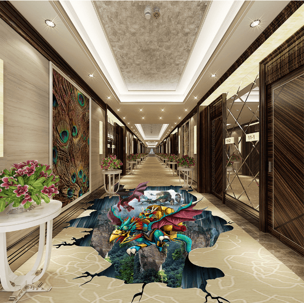 3D Flying Dinosaur Floor Mural Wallpaper AJ Wallpaper 2