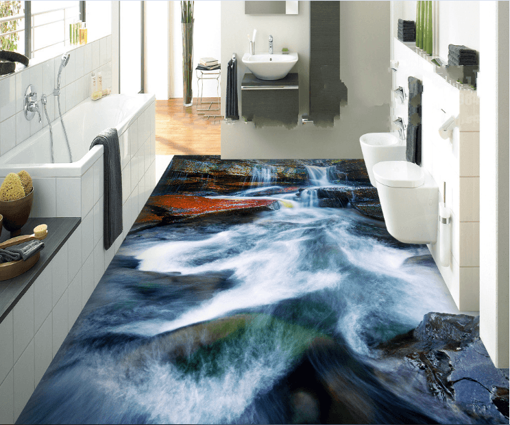 3D Stony Stream Floor Mural Wallpaper AJ Wallpaper 2