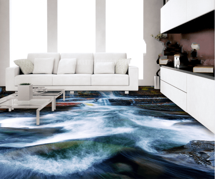 3D Stony Stream Floor Mural Wallpaper AJ Wallpaper 2