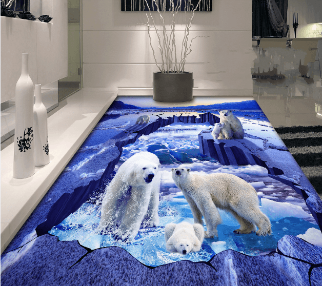3D Polar Bear 141 Floor Mural Wallpaper AJ Wallpaper 2