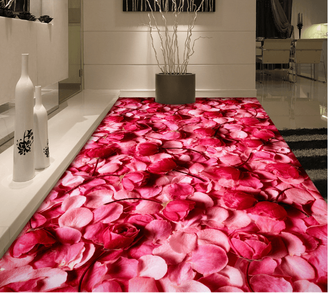 3D Red Petals Floor Mural Wallpaper AJ Wallpaper 2