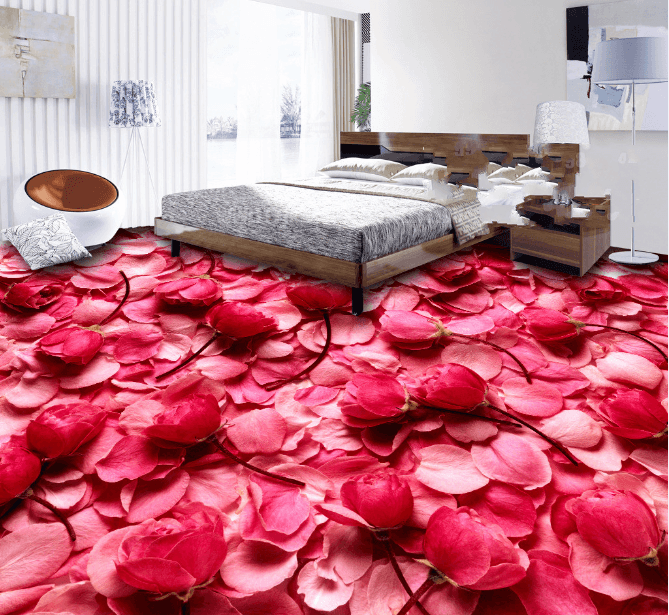 3D Red Petals Floor Mural Wallpaper AJ Wallpaper 2