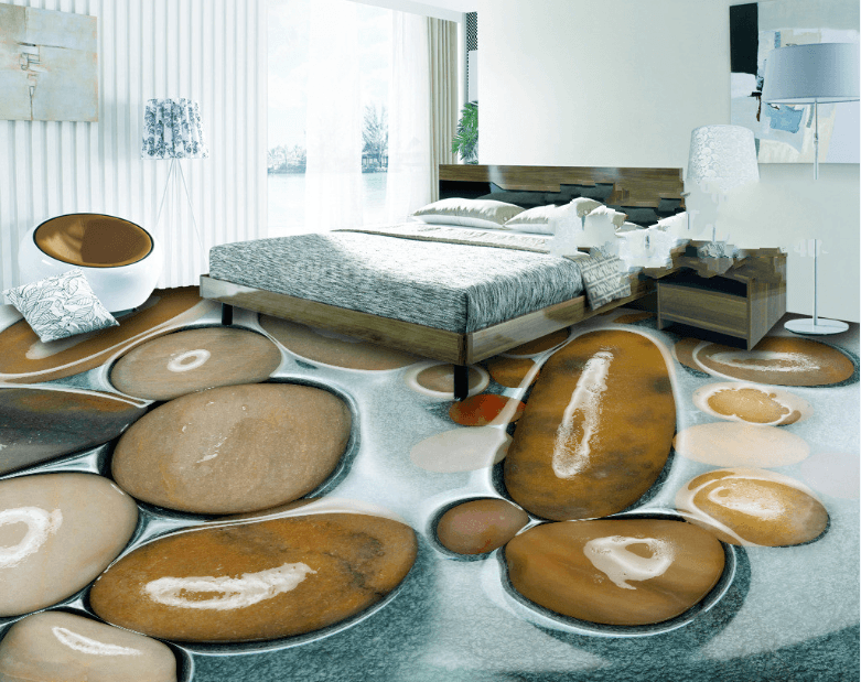 3D Smooth River Stone Floor Mural Wallpaper AJ Wallpaper 2