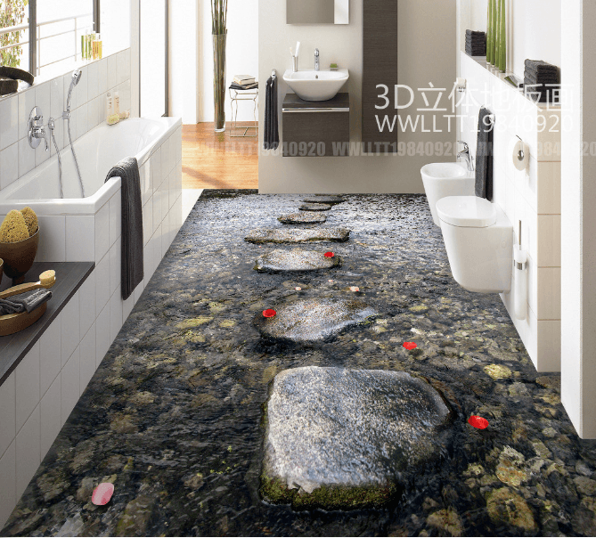 3D River Stones Road Floor Mural Wallpaper AJ Wallpaper 2