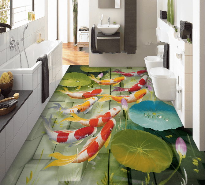 3D Beautiful Fishes Floor Mural Wallpaper AJ Wallpaper 2