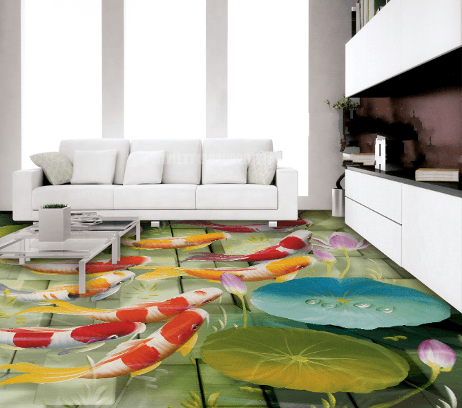3D Beautiful Fishes Floor Mural Wallpaper AJ Wallpaper 2