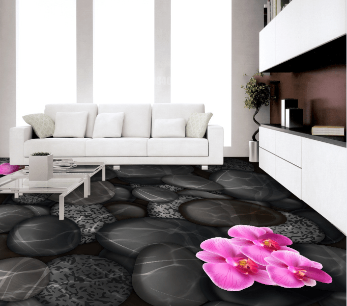 3D Black Stone 128 Floor Mural Wallpaper AJ Wallpaper 2