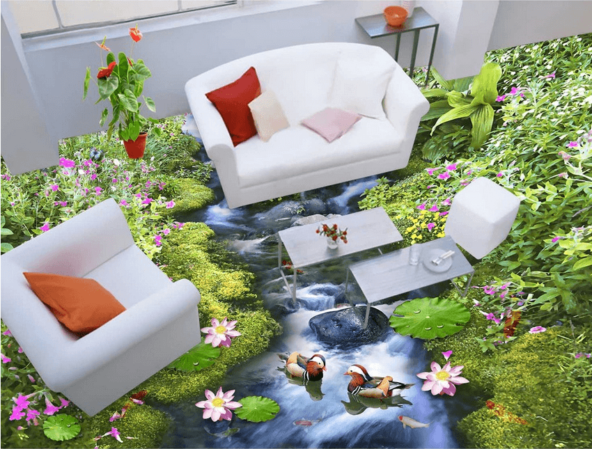 3D Wild Stream Floor Mural Wallpaper AJ Wallpaper 2