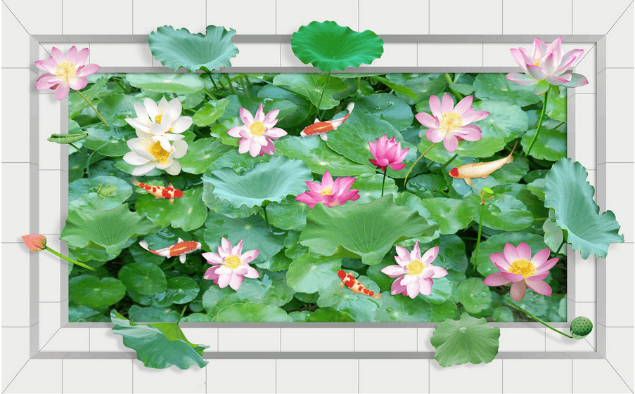 3D Beautiful Lotus Pond Floor Mural Wallpaper AJ Wallpaper 2
