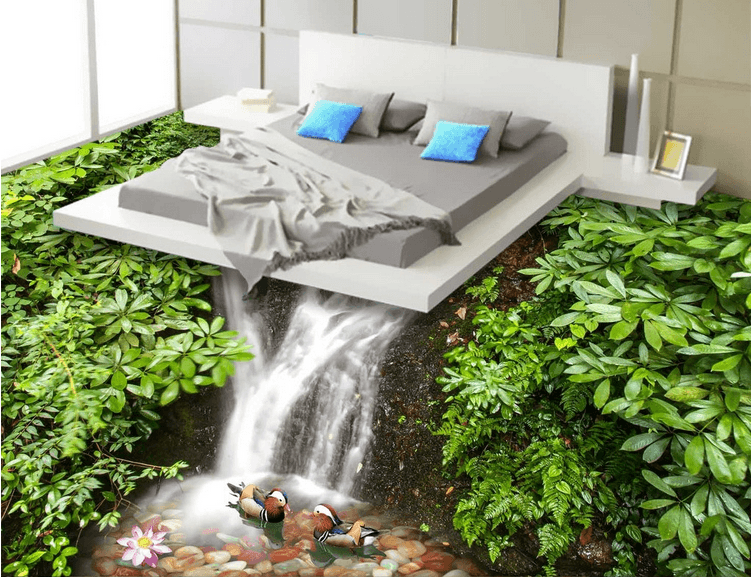 3D Flowing Waterfall Floor Mural Wallpaper AJ Wallpaper 2