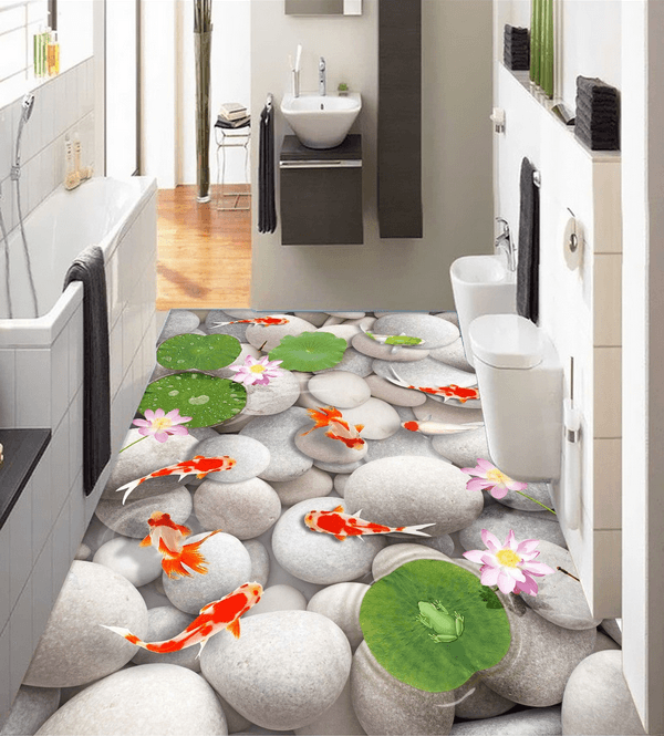 3D White Pebbles Floor Mural Wallpaper AJ Wallpaper 2