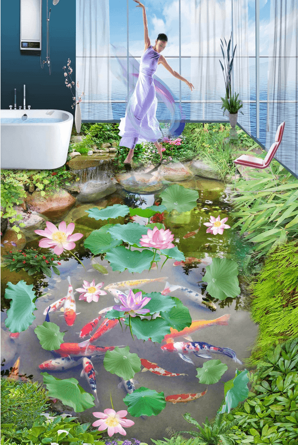 3D Small Pond Floor Mural Wallpaper AJ Wallpaper 2