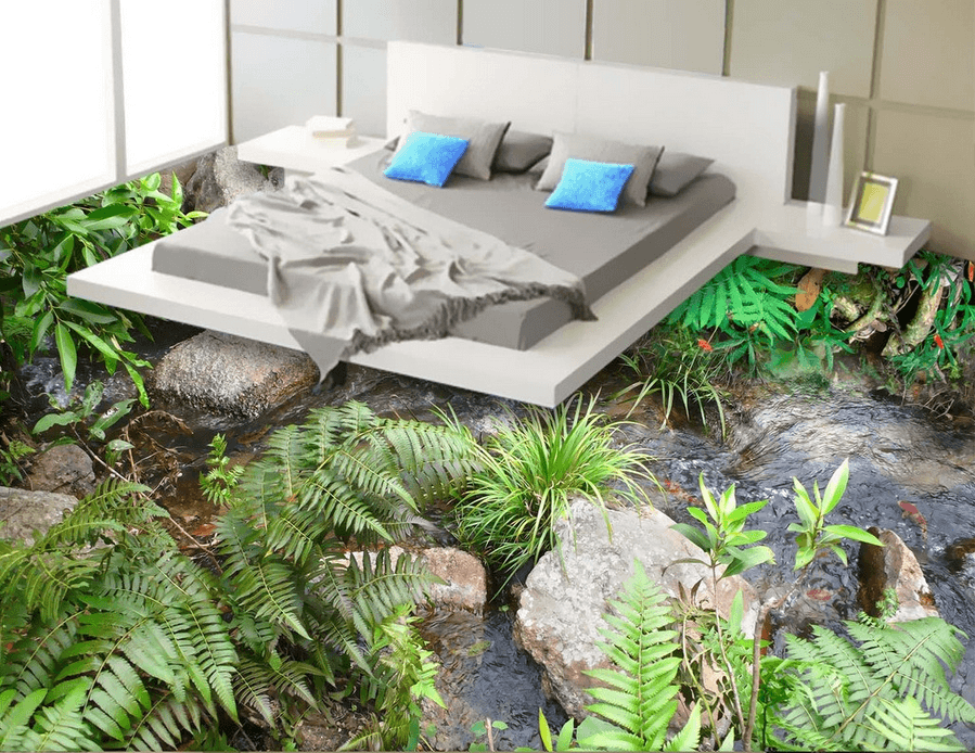 3D Stones Stream Floor Mural Wallpaper AJ Wallpaper 2
