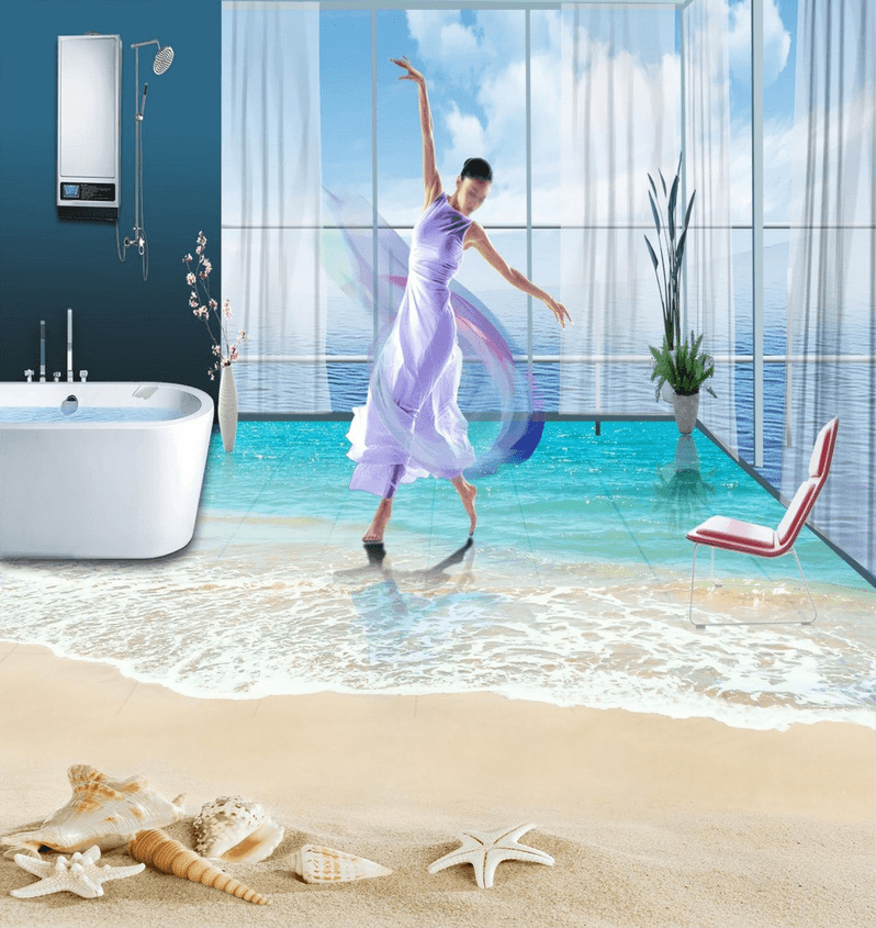 3D Graceful Beach Floor Mural Wallpaper AJ Wallpaper 2