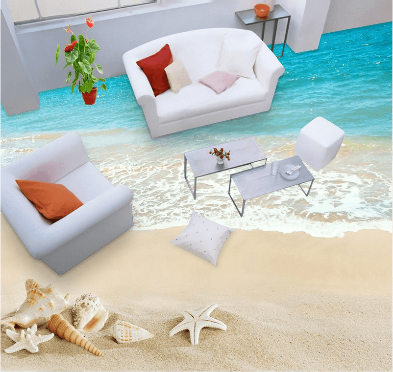 3D Graceful Beach Floor Mural Wallpaper AJ Wallpaper 2