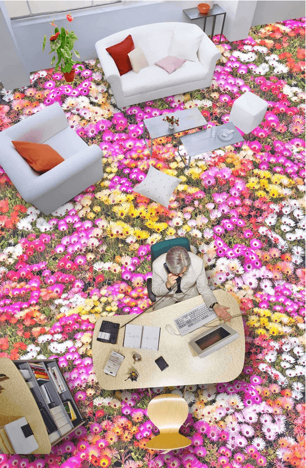 3D Colorful Flowers Floor Mural Wallpaper AJ Wallpaper 2